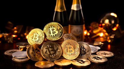 Poster - bitcoin new year festive celebration