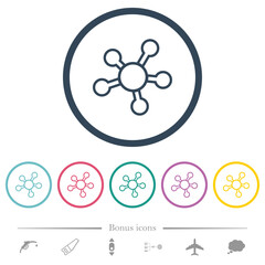 Sticker - Network connections outline flat color icons in round outlines