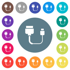 Canvas Print - Computer data cable converter flat white icons on round color backgrounds