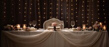 Candlelit Tables With Centerpieces At A Restaurant Wedding Reception