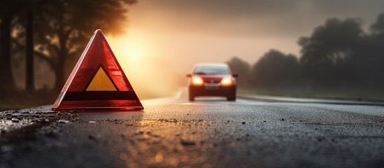 Triangle behind car for safety