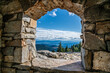 Scenery from the Window of the Vista House on Top of Mount Spokane. Mead, Washington.