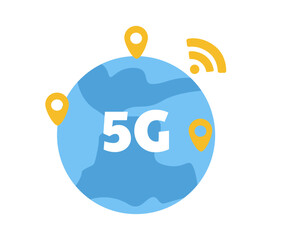 Wall Mural - 5g device planet concept. modern gadget for wireless connection. globalization and global communicat