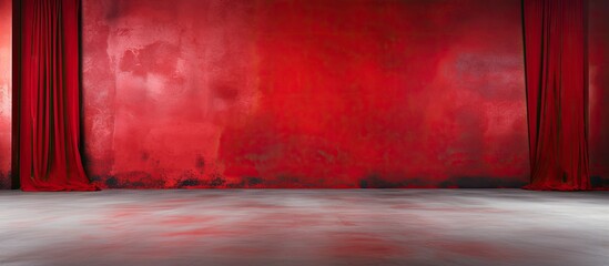 Wall Mural - Red fabric backdrop with a light spot