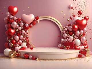 Wall Mural - valentine background with hearts