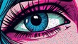 The eye of a girl with big eyelashes close-up in pop art style. Fantasy concept , Illustration painting.