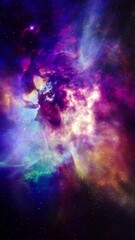 Wall Mural - deep magenta abstract nebula galaxy space travel starfield looping background