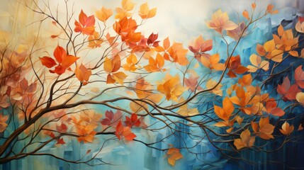 Wall Mural - Autumn leaves. Generative AI. 