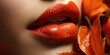 Macro of Persimmon Lipstick Application
