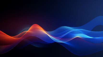 Wall Mural - blue wavy lines on digital technology abstract background for web, poster, and ppt design