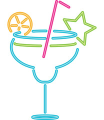 Sticker - neon cocktail sign illustration