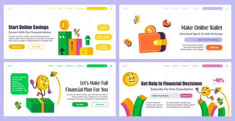 Wall Mural - Landing page collection for financial service promo
