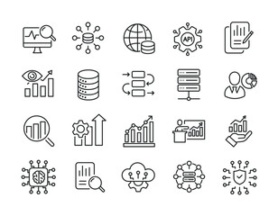 Wall Mural - data analystic thin line icons. editable stroke. for website marketing design, logo, app, template, 