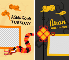 Wall Mural - Asian food Tuesday, lunch menu, promo banners