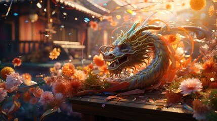 2024 of the golden dragon. Chinese horoscope, new year of the dragon. 