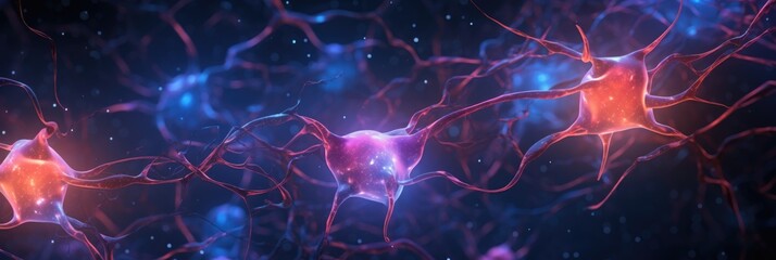Wall Mural - conceptual glowing neurons firing in swirling background. powerful thoughts and ideas in the abstrac