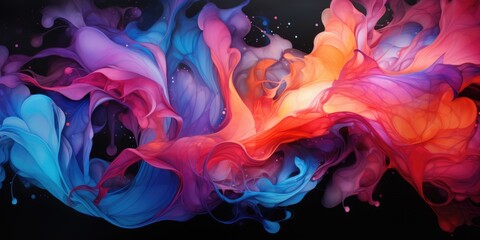 Wall Mural - abstract fluid paint drip swirl art. colorful bursts of watercolor on wallpaper background. pattern 