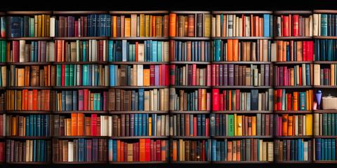 colourful books on a shelf