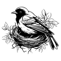 Wall Mural - Bird on a nest vector illustration