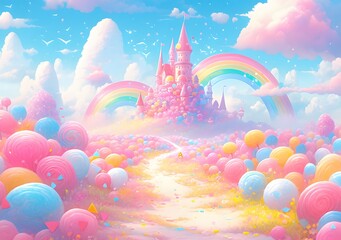 Wall Mural - Sweet candy world illustration