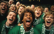 A choir of soccer team fans singing their team's anthem. Generative AI