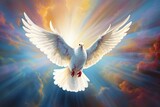 bright light peace dove flying. Generative AI