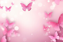 Beautiful Pink Butterflies With Bokeh Background.