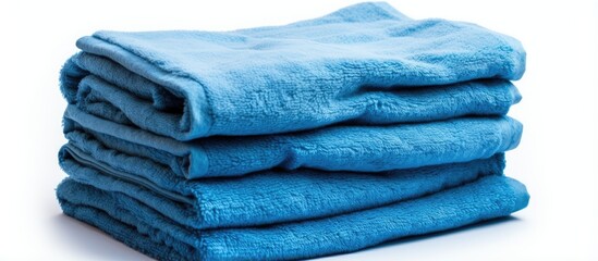 Wall Mural - Stack of new blue towels