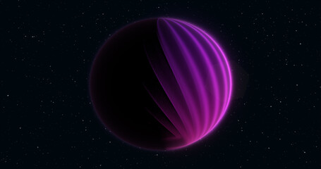 Wall Mural - abstract realistic planet purple hi-tech luminous round sphere in space against the background of st