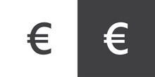 Euro Currency Icon. Professional Currency Exchage Icon, Simple Design Of The Most Popular Currency Symbol, Money And Currency Exchange In Flat Icons Set Isolated On BnW Background, Vector Design.