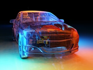 Canvas Print - Transparent model cars.