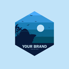 Wall Mural - Blue beach and sea Outdoor Logo Design