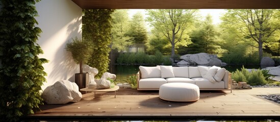 Wall Mural - Modern garden with a relaxing area