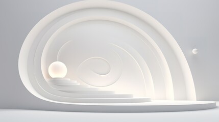 Sticker - 3D White Interior Background. futuristic room