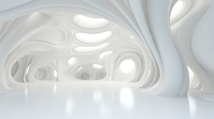 Poster - 3D White Interior Background. futuristic room