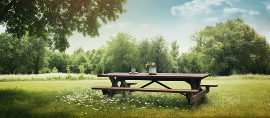 Sticker - Park with picnic table in grassy meadow