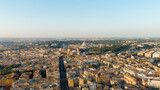 Fototapeta Nowy Jork - Rome, Italy. View of the Vatican. Dome of the Basilica di San Pietro, Flight over the city. Morning hours, Aerial View