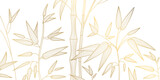 Fototapeta Fototapety do sypialni na Twoją ścianę - Vector art deco luxury bamboo leaves line pattern, golden background. Hand drawn florals for packaging, social media post, cover, banner, creative post and wall arts. Japanese style