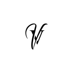 Wall Mural - initial letter vv unique monogram logo vector black color