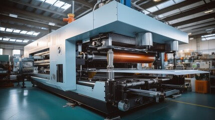 Poster - Large printing press at industry factory.