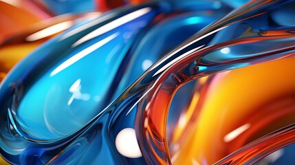 Wall Mural - Abstract 3d glass artwork with vibrant colors and reflections, creative background