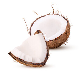 Wall Mural - Coconuts cut in half with slice