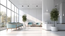 Reception Of Modern Medical Office In Hospital.