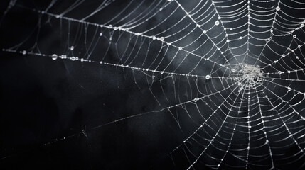 Wall Mural - Spider webs on a black background