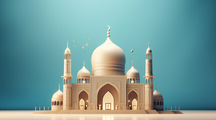 Wall Mural - Free photo 3d render illustration of a mosque design