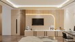 Modern Luxury Bedroom design. 3D Illustration Render