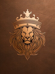 Wall Mural - Lion head with crown, flat design, generative AI.