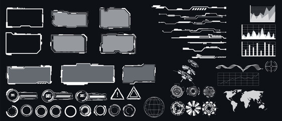 Wall Mural - ui graphic elements. sci futuristic user interface, callouts, arrows, loading bars, design. vector