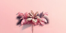 Pattern Palm Tree On Pastel Pink Background. Summer Tropical. 3d Rendering. Generative Ai.