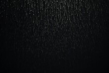Rain Texture Overlay Effect On Black Background, Realistic Rainfall